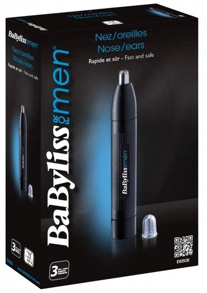 Тример BaByliss для стрижки волосся в носі і вухах, 1 насадка, чорний (E650E) | Зображення 1