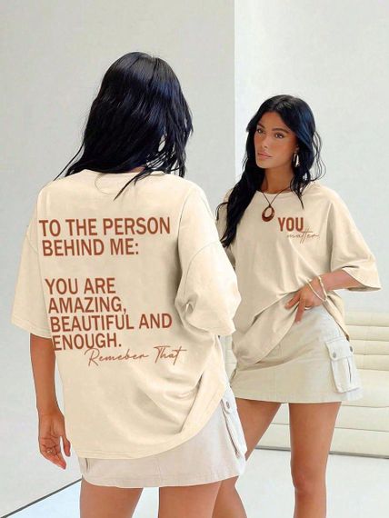 Футболка жіноча з принтом повсякденна L Бежевий