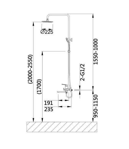 Душова система універсальна Qtap Aries Chrome з виливом QTARI1112CRM47606 | Зображення 1