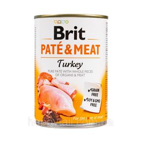 Беззерновий вологий корм Brit Care Dog Pate & Meat Turkey для собак, індичка та курка, 400 г (паштет з м'ясом)