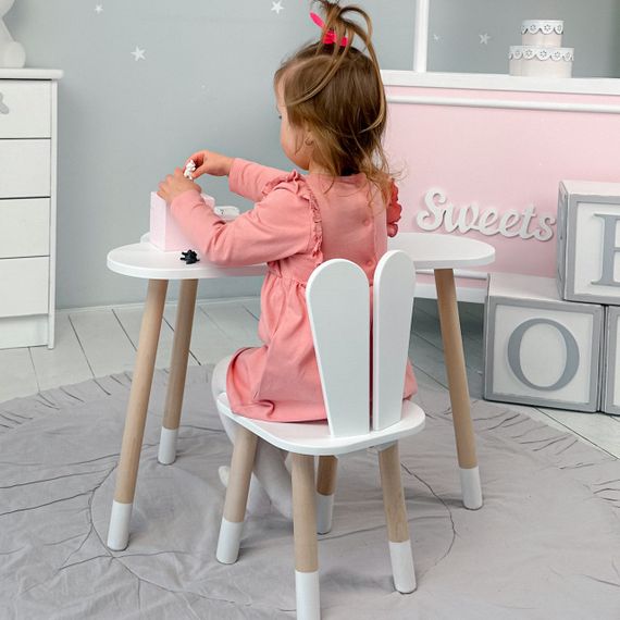 Дитячий столик хмарка і стільчик білий зайчик. Для гри, малювання, навчання! | Зображення 3