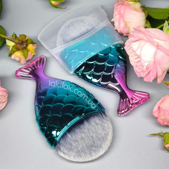 Щетка рыбка от пыли для маникюра (розово-бирюзовая)