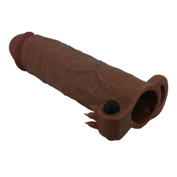 Подовжуюча насадка з вібростимуляцією Pretty Love - Xerxes Vibrating Penis Sleeve Brown, BI-026282Z-1 Sex Aura | Зображення 4