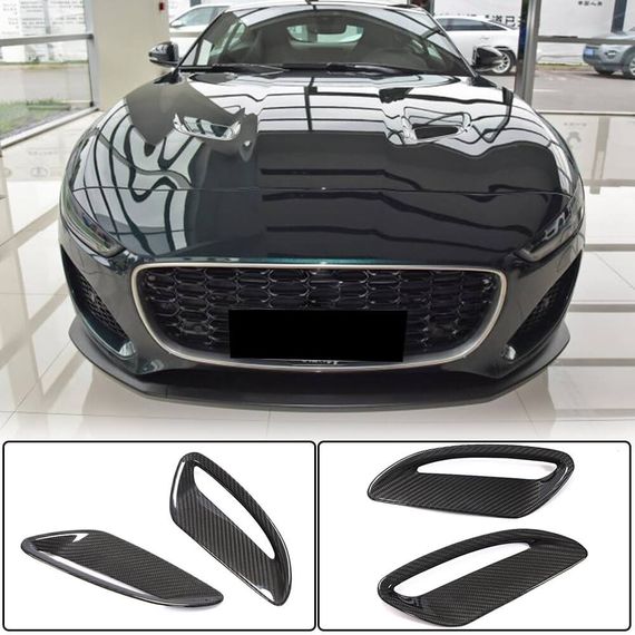 Накладки на капот (2021-2025, Карбон) для Jaguar F-Type рр