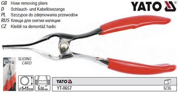 Щипцы YATO Польша для снятия шланга Ø=5-15 мм YT-0657