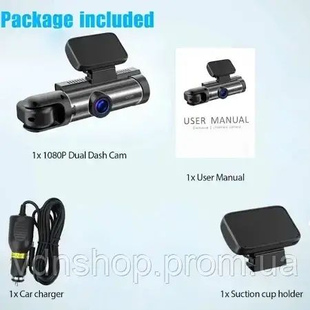 Автомобильный видеорегистратор M8 3,16-дюймовый экран Full HD 1080P с двумя камерами | Зображення 8