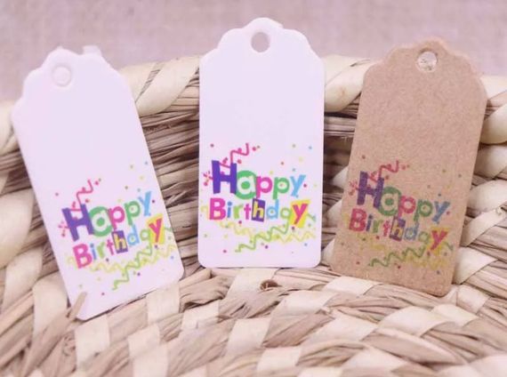 Бірка прямокутна  для декору подарунків "Happy Birthday"  100 (шт) | Зображення 1