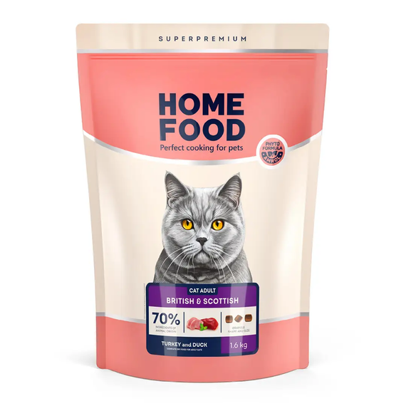 Сухий корм Hoom Food British And Scottish для котів британських і шотландських порід, індичка і качка 400г