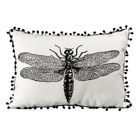 Подушка из мешковины с помпонами Стрекоза 45x32 см (43PHBP_FLORA002)
