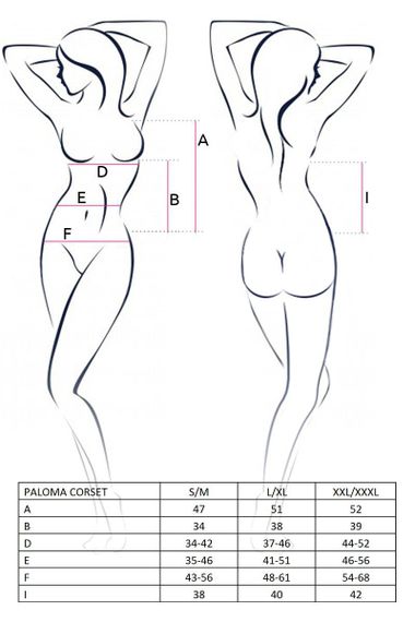 Корсет-сорочка с пажами Passion PALOMA CORSET S/M, white, трусики, полупрозрачный sexstyle | Зображення 1