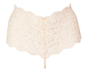 Кружевные трусики с высокой талией и ниткой из жемчуга Bracli Culotte, Экри, Свадебное бельё, S, S, Маленький размер