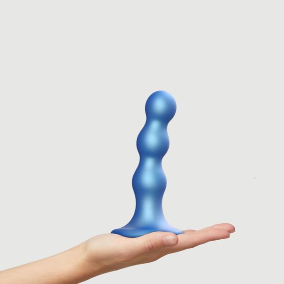 Насадка для страпона Strap-On-Me Dildo Plug Balls Blue Metallic M | Зображення 2