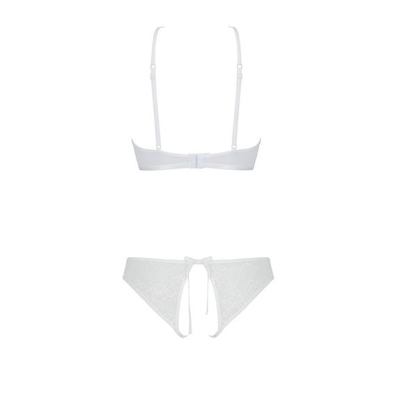 Комплект: бра, трусики з ажурним декором та відкритим кроком Ursula Set white S/M — Passion | Зображення 3