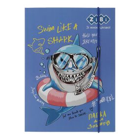 Папка для тетрадей "SHARK" ZB.14961 ZiBi KIDS Line, картонная, на резинке B5+ (4823078981431)