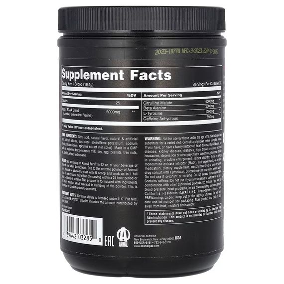 Передтренувальний комплекс Universal Nutrition Animal Fury 495 г, Blue Raspberry | Зображення 1