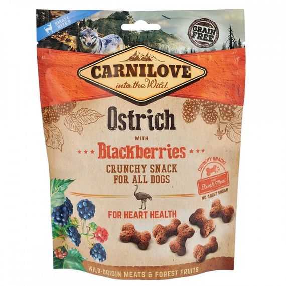 Ласощі для собак Carnilove Dog Crunchy Snack з м'ясом страуса та ожиною 200 гр