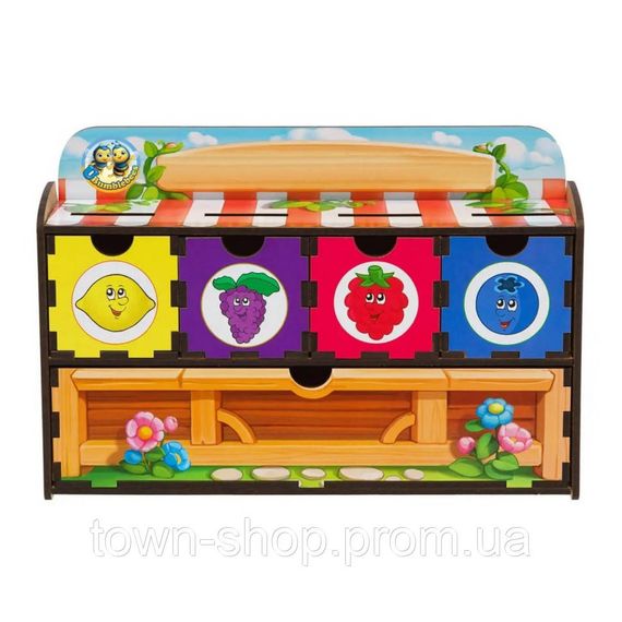 Деревянная настольная игра "Ягоды" Ubumblebees (ПСД010) PSD010 сортер-комодик | Зображення 1