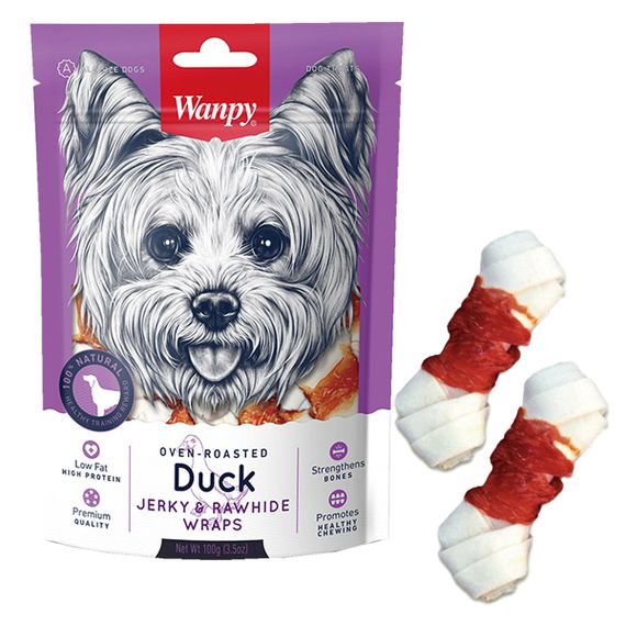 Лакомство для собак Wanpy Duck Jerky & Rawhide Wraps с уткой 100 гр