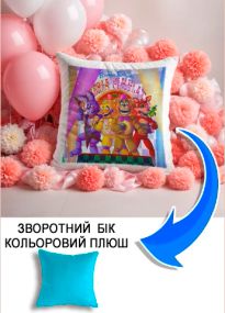 Подушка плюшева Мерч Крафт Дизайн з принтом П'ять ночей з Фредді fnaf 04 блакитний плюш квадратна 33х33 см