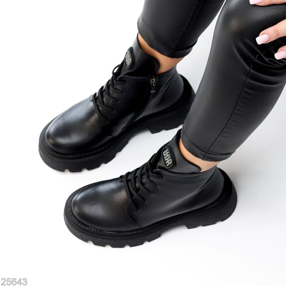 Крутые черные кожаные зимние ботинки натуральная кожа | Зображення 2
