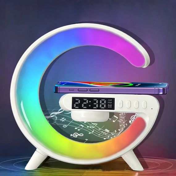 Настільна смарт-лампа нічник G63 RGB G-Smart Light з бездротовою зарядкою 10W і Bluetooth колонкою | Зображення 5