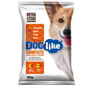 NutraFiveStars Дог Лай Компліт Doglike COMPLETE (помаранчевий) Сухий корм для дорослих собак. Курка, телятина, риба, рис.10 кг