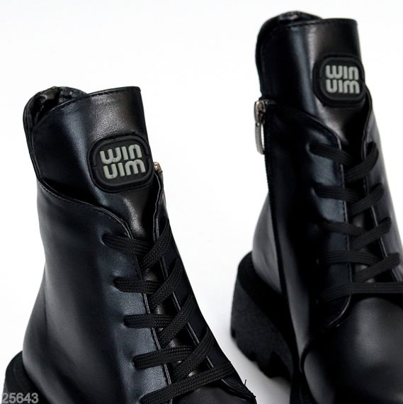 Крутые черные кожаные зимние ботинки натуральная кожа | Зображення 3