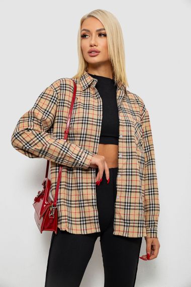 Сорочка жіноча в клітинку, колір бежевий, 244R1070-3 | Зображення 1