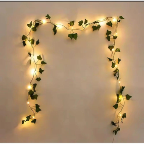 Світлодіодна гірлянда «Зелений Плющ» 2,4 м 50 LED, тепле біле світло, декоративна гілка на батарейках для дому та свят