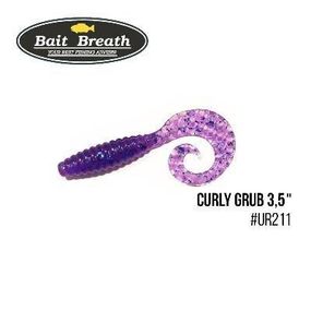 Силиконовая приманка, Съедобный силикон Bait Breath Curly Grub 3,5" (10шт) (Ur211 Electric Blue Shad)