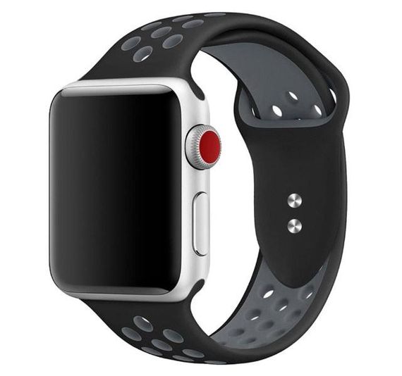 Спортивний ремінець з перфорацією Primo для Apple Watch 42mm / 44mm / 45mm розмір S - Black&Grey | Зображення 1
