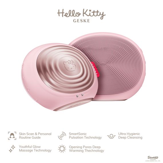 Электронная ультразвуковая термощетка для лица GESKE Sonic Thermo Facial Brush 5в1, Розовый | Зображення 1