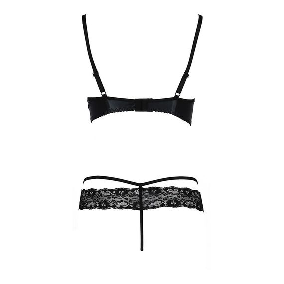 Комплект білизни Passion Exclusive NORTH SET S/M, black, ліф и трусики з елементами під латекс | Зображення 5