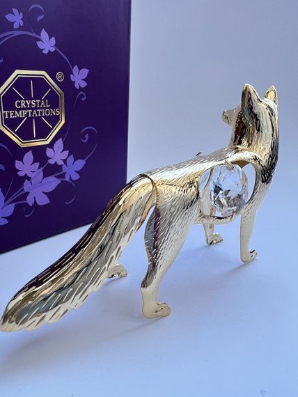 Кришталева мініатюра ручної роботи зі стразами Swarovski: Лісова лисиця, 9х6 см | Зображення 2