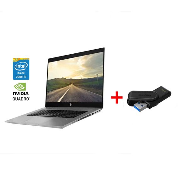 Мобільна робоча станція Б-клас HP ZBook Studio G5 / 15.6" (1920x1080) IPS / Intel Core i7-8750H (6 (12) ядер по 2.2 - 4.1 GHz) / 16 GB DDR4 / 256 GB SSD / nVidia Quadro P1000, 4 GB DDR5, 128-bit / WebCam / Win 11 Pro б/в + Подарунок Накопичувач 64 ГБ