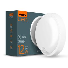 Світлодіодний світильник з датчиком ІЧ IP54 круглий VIDEX 12W 5000K сенсорний білий