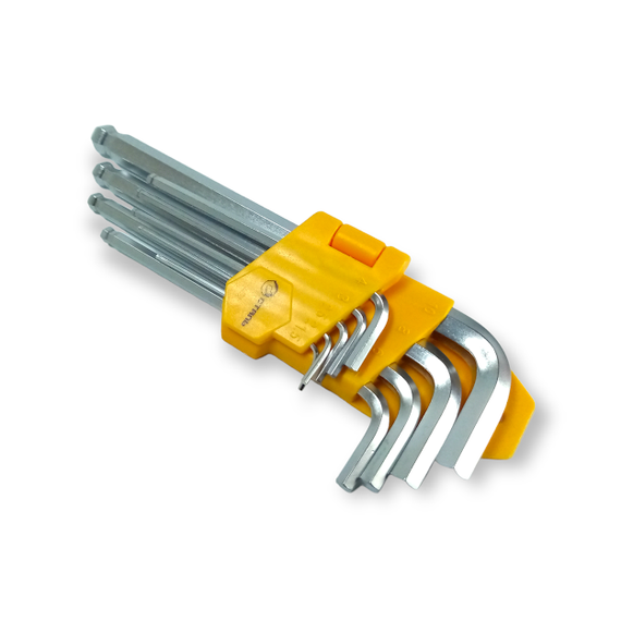 Набір ключів Г-подібних НЕХ шароподібних подовжених 9 одиниць 1,5-10 мм Сталь (арт.48103) | Зображення 2