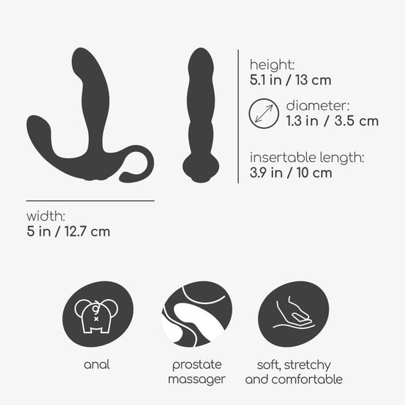 Массажер простаты с дистанционным пультом Crushious Loki черный, 13 х 3.5 см Sex Aura | Зображення 6