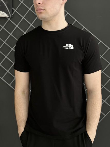 Комплект 3 в 1 Демісезонний спортивний костюм TNF чорна кофта на змійці + чорні штани (двонитка) + Футболка чорна TNF | Зображення 5