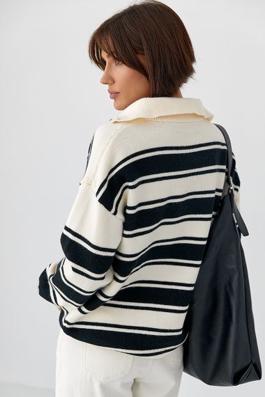 В'язаний светр із блискавкою на горловині - чорний цвет, ONE SIZE (є розміри) | Зображення 1