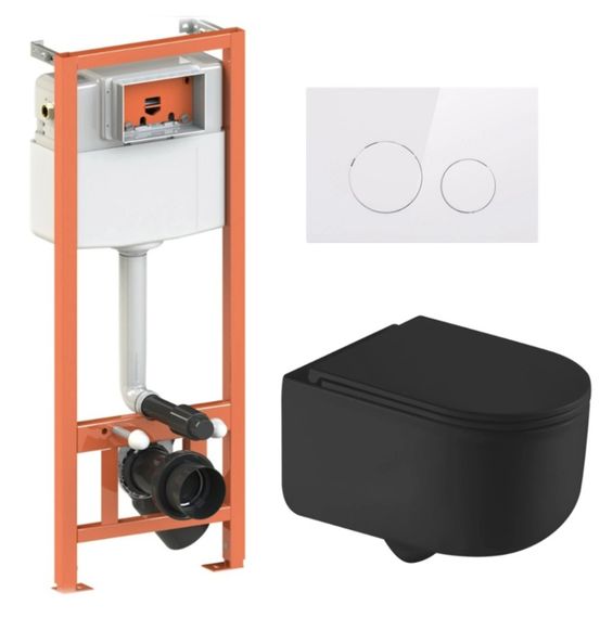 Набір Qtap Nest 4 в 1 підвісний унітаз Taurus Ultra Quiet 490x360x380 + комплект інсталяції QT2433084EUQMB46178