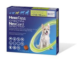 NexGard SPECTRA жувальна таблетка проти бліх, кліщів, гельмінтів для собак вагою 7,5 - 15 кг