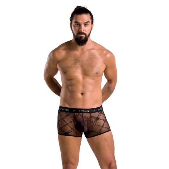 Чоловічі прозорі боксери Passion 032 SHORT JAMES XXL/XXXL Black, сітка | Зображення 2