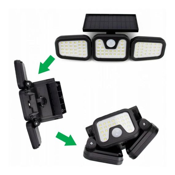 Вуличний ліхтар на сонячній батареї з датчиком руху, 74 LED, FL-1725А / Потрійний настінний світильник | Зображення 3