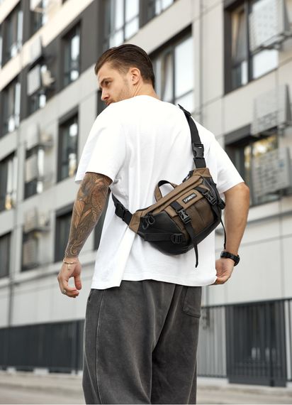 Велика чоловіча сумка бананка Sambag DynamicDart горіх 38 × 21 × 7 см (80411119m) | Зображення 1