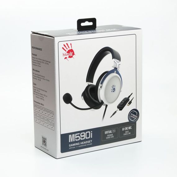 Гарнітура ігрова Bloody M590i USB + 4-Pin 3.5 mm, колір чорно-білий | Зображення 6