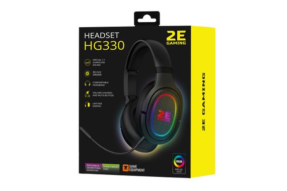2E Gaming Гарнітура ігрова HG330, 7.1, USB-A, RGB, 2м, чорний (2E-HG330BK-7.1) | Зображення 1