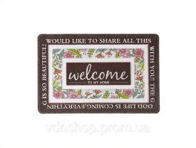 Придверний килимок 60х40 см Welcome з квітковим принтом Коричневий HP-47-1BR