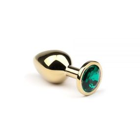 Золотая анальная пробка с изумрудным камнем M Sex Aura