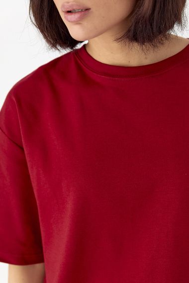 Однотонна базова футболка - бордо цвет, M (є розміри) | Зображення 3